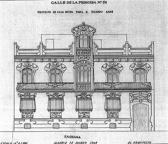 04. Proyecto de casa hotel para Richard Gans. Calle Princesa. Arquitecto Gerardo de la Puente. 1908 r