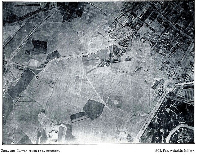 Zona que Castro pensó para deportes. Aviación Militar. revista-arquitectura-1923-n54-pag325-332 r
