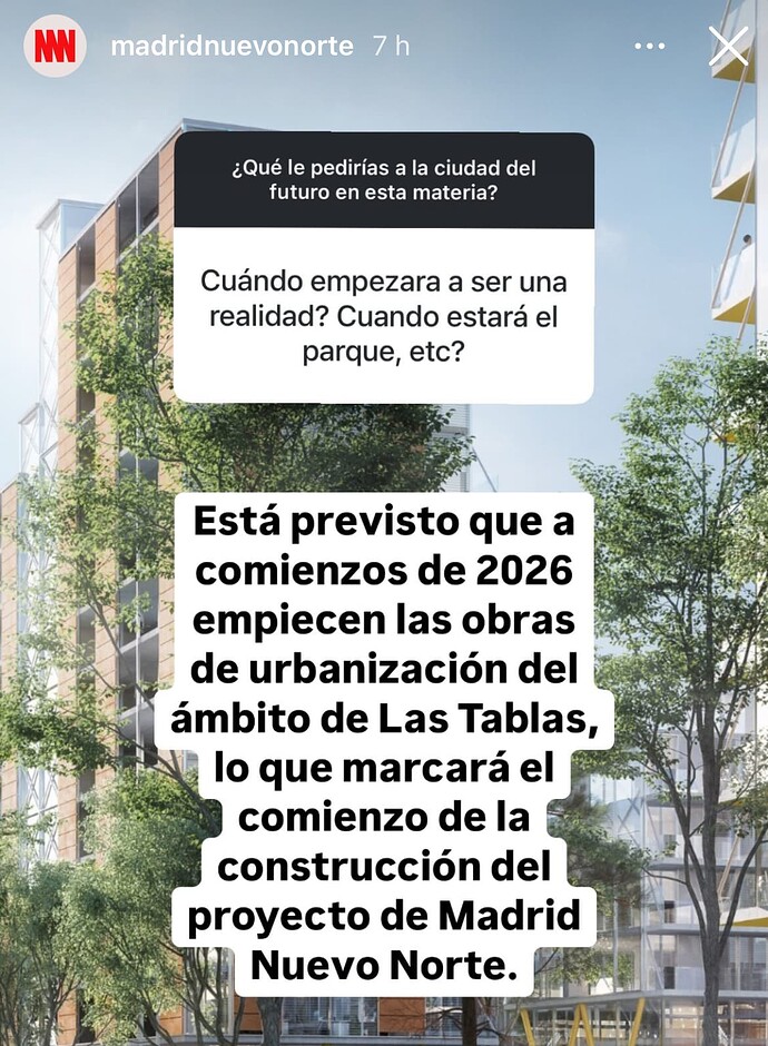 Fecha comienzo obras de urbanización Madrid Nuevo Norte