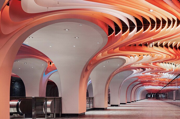 11-天花作为三维LED天幕可以呈现更多样的光效_Ceiling_as_a_three-dimensional_LED_canopy_can_present_more_diverse_light_effects